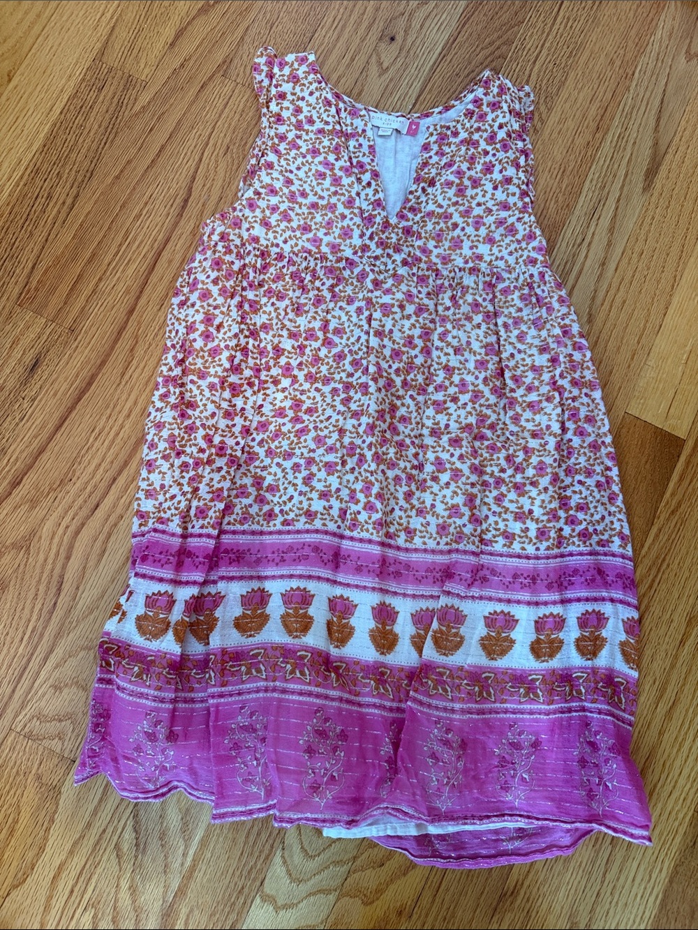 Pink Chicken Pink and White Floral A-Line Dress